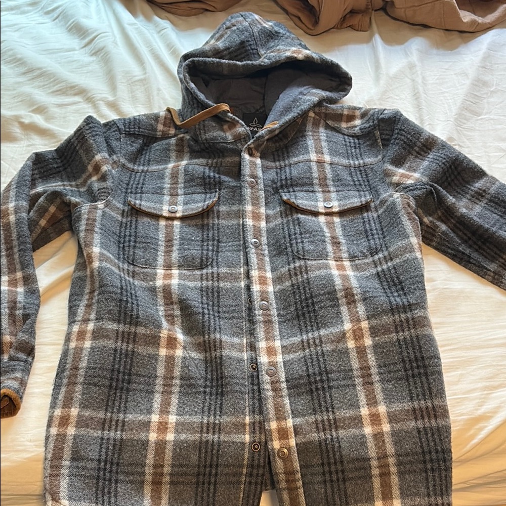 Gray Plaid Hooded Jacket